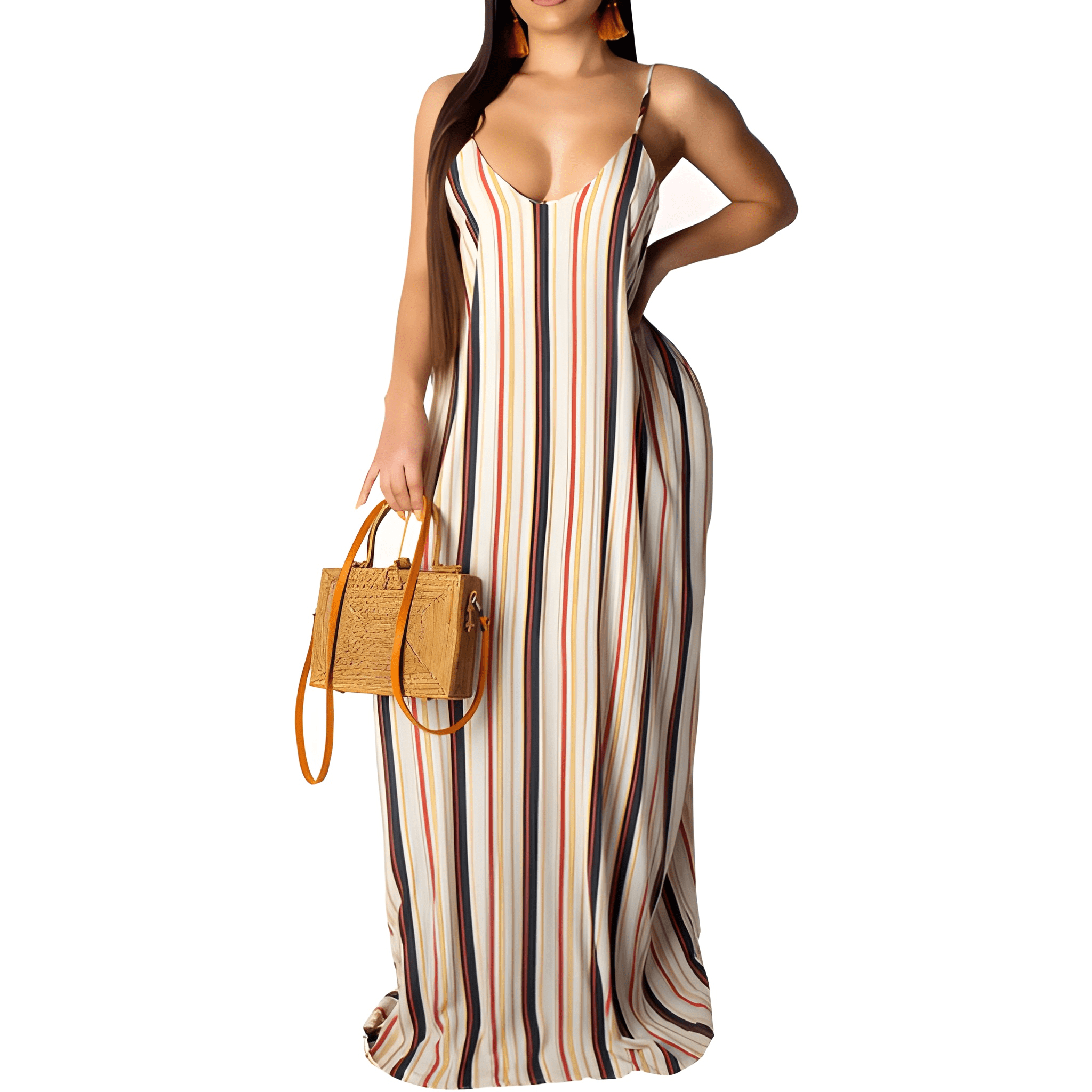 Women's Floral Print Sleeveless Maxi Dress With Pockets