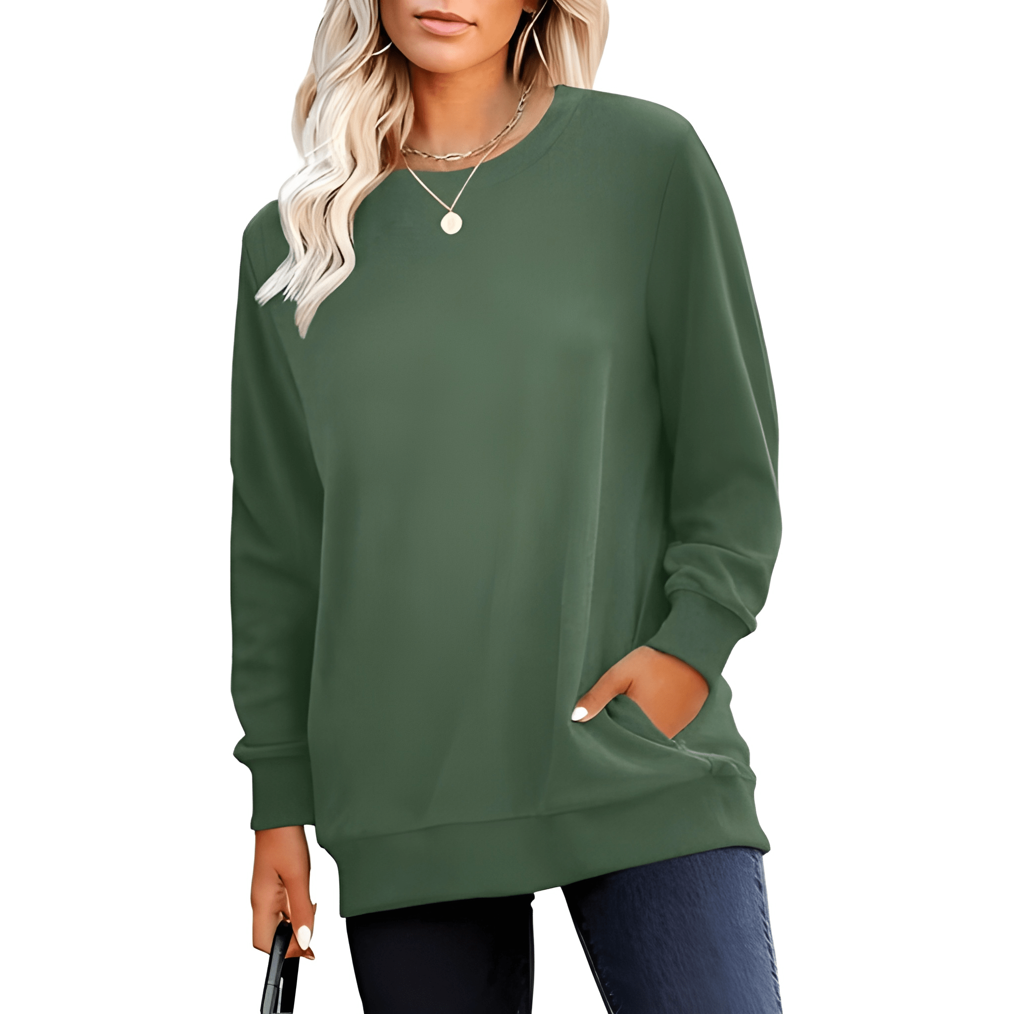 Plain Sweatshirt For Women With Pockets For Casual Style