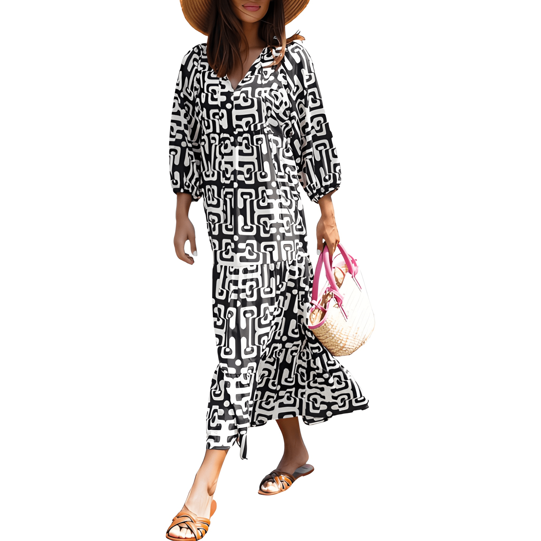 Loose And Fit Casual Summer Bohemian V Neck For Women