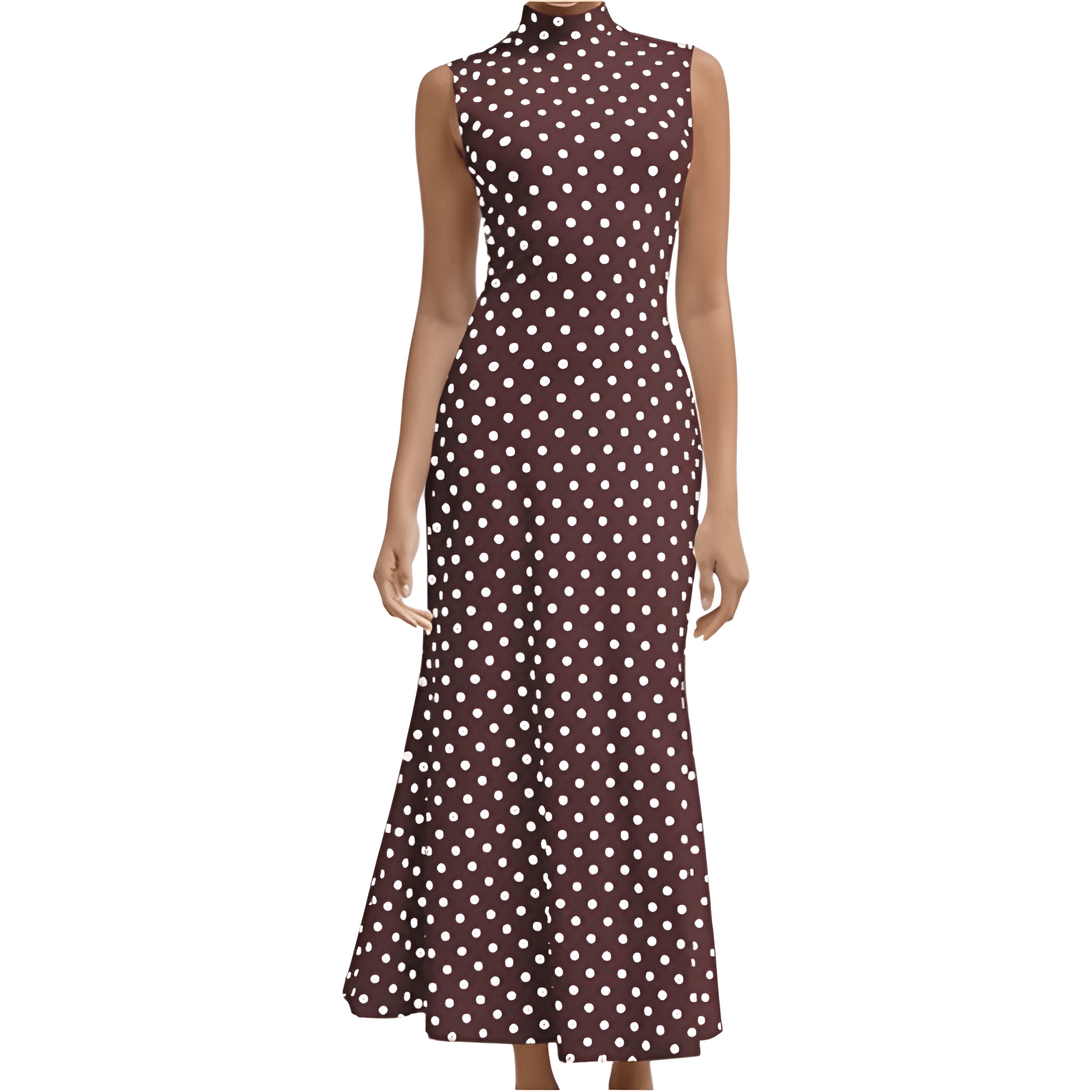 Vintage Themed Sleeveless Polka Dots Maxi Dresses For Women