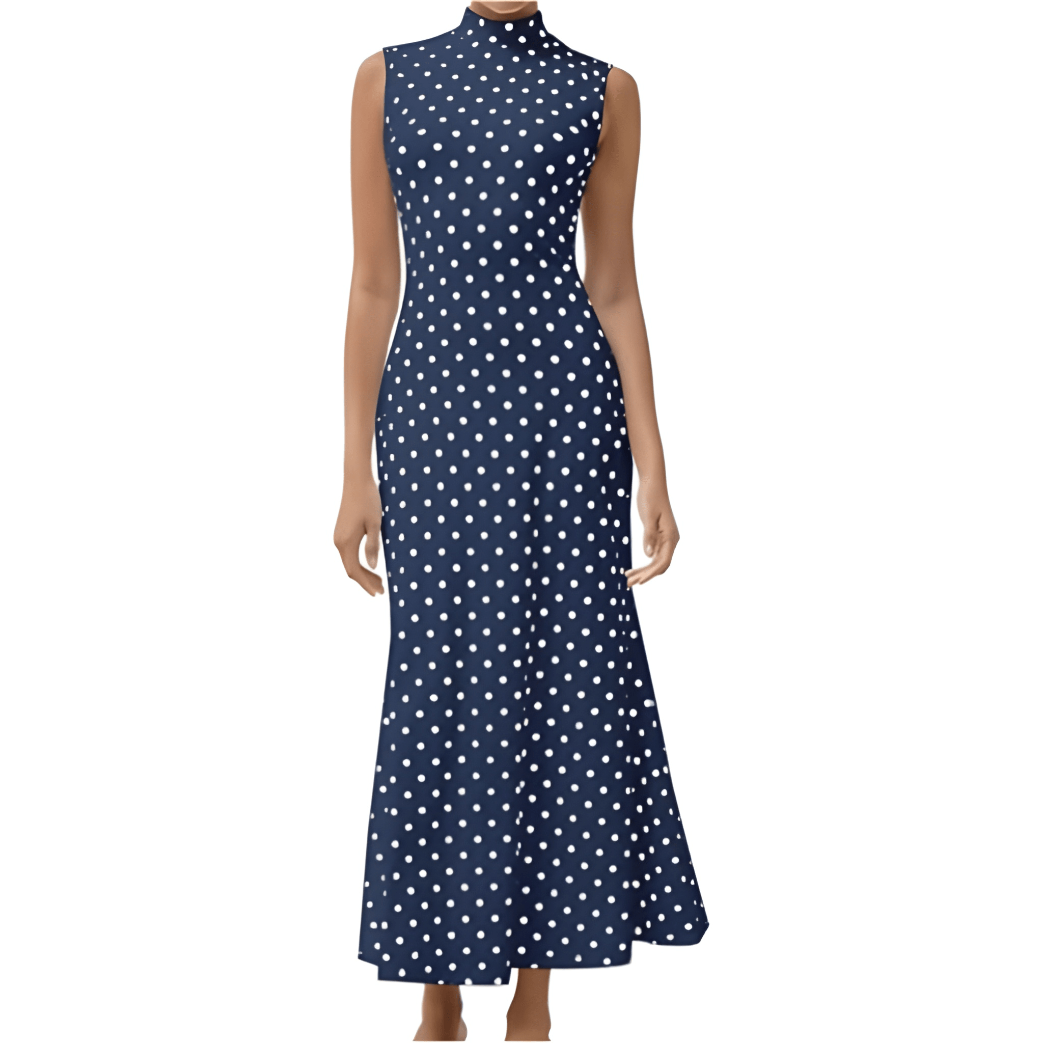 Vintage Themed Sleeveless Polka Dots Maxi Dresses For Women