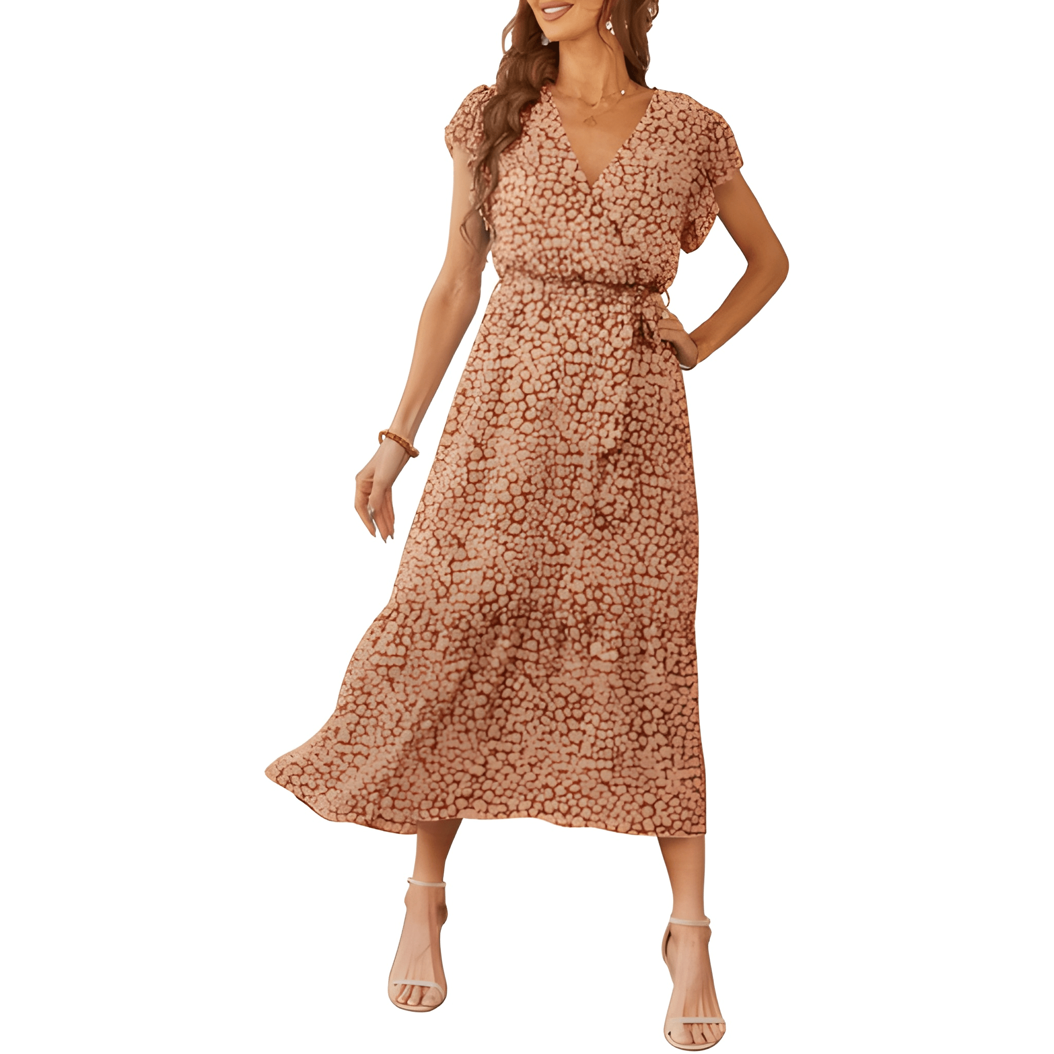 Floral And Boho Wrap Ruffle Maxi Dress V For Women