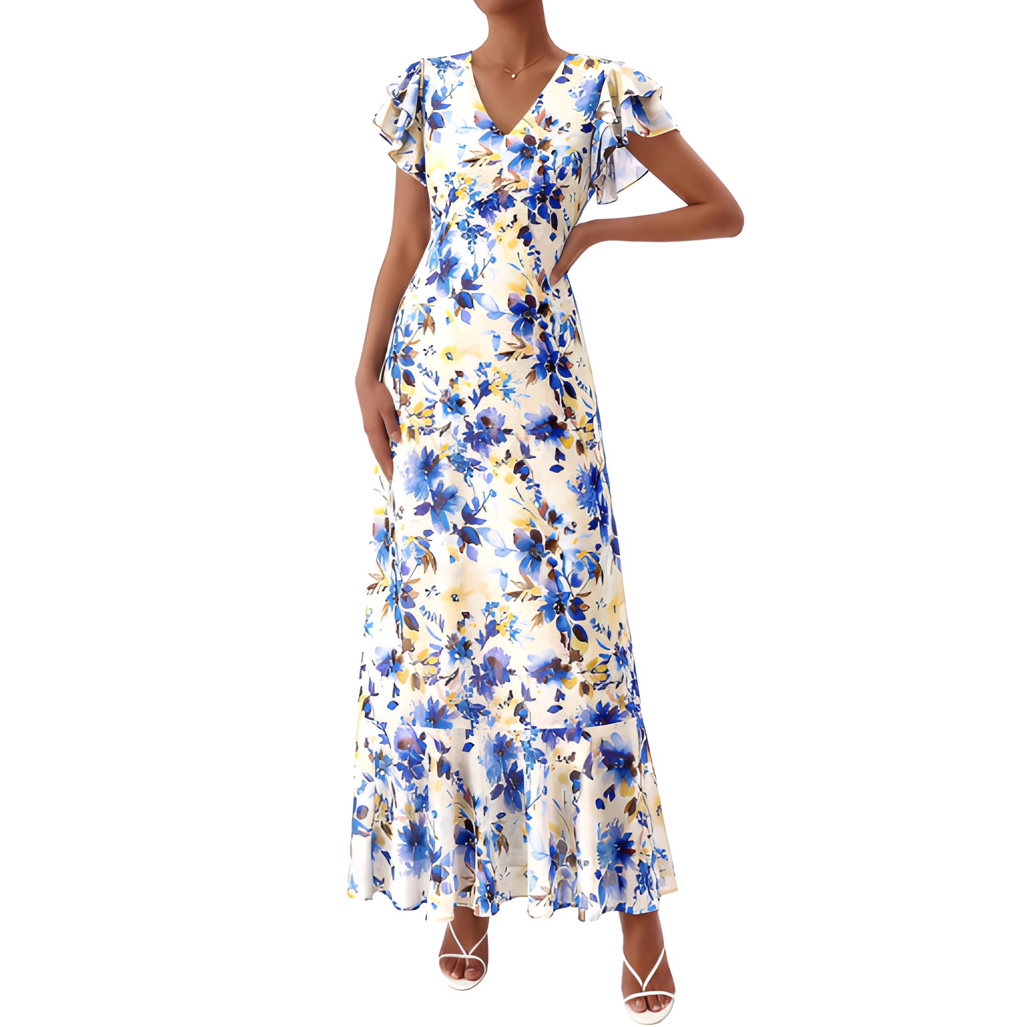 Spring And Summer Boho Floral Ruffle Beach Maxi For Women