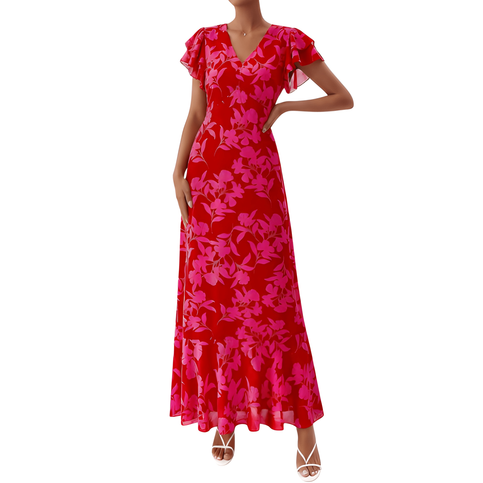 Spring And Summer Boho Floral Ruffle Beach Maxi For Women
