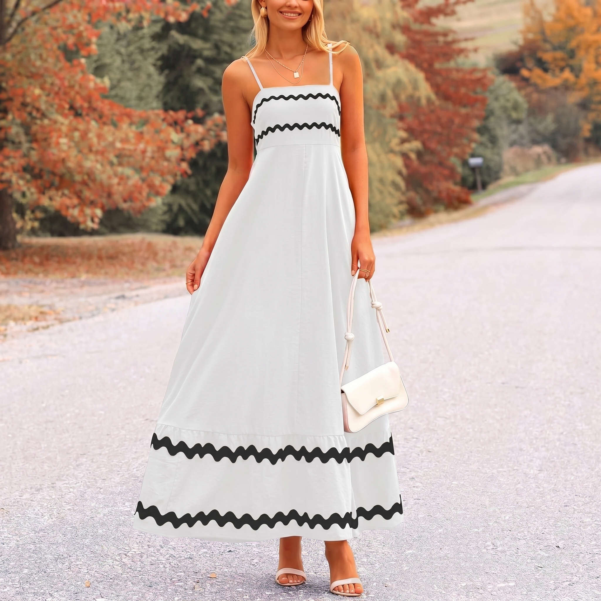 Summer And Casual Sleeveless Ruffle Spaghetti Strap Maxi For Women