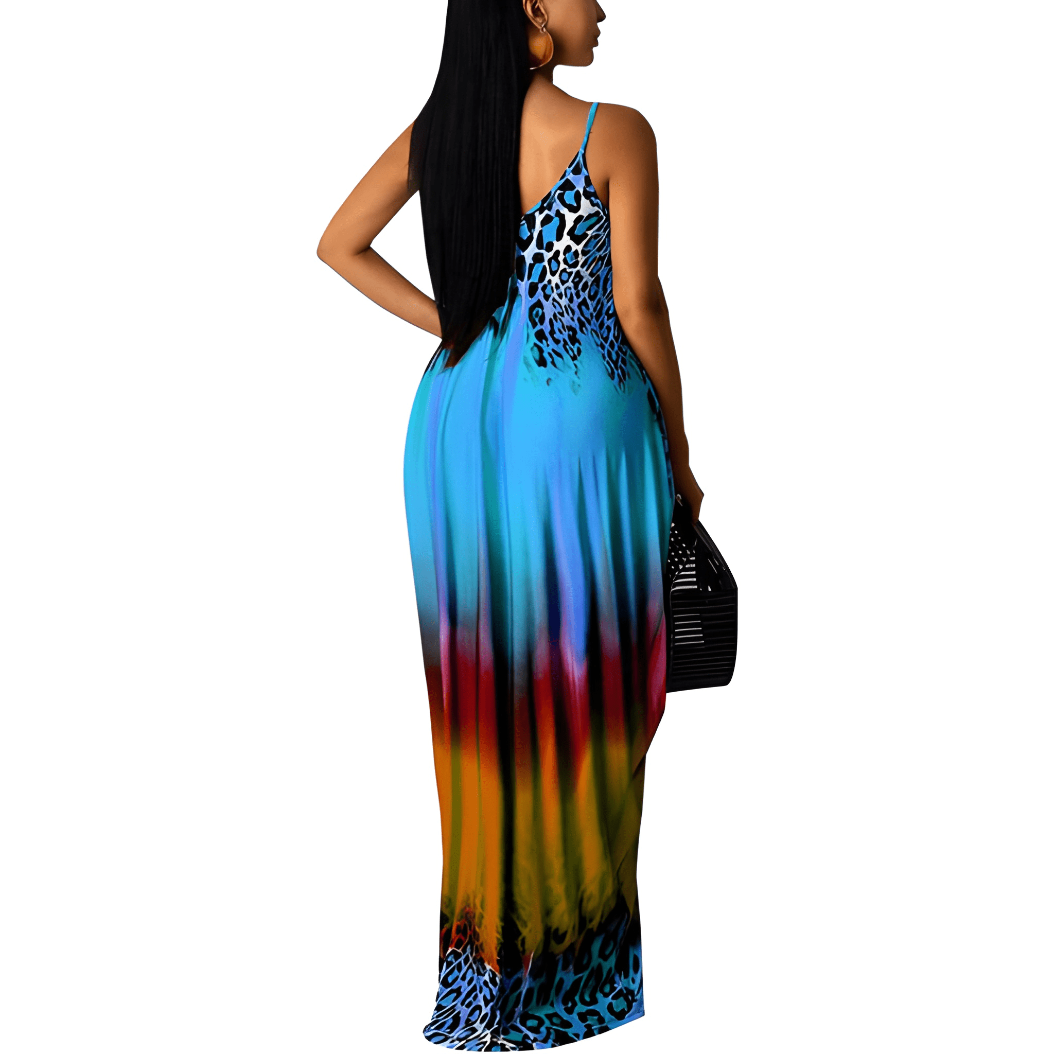 Women's Floral Print Sleeveless Maxi Dress With Pockets