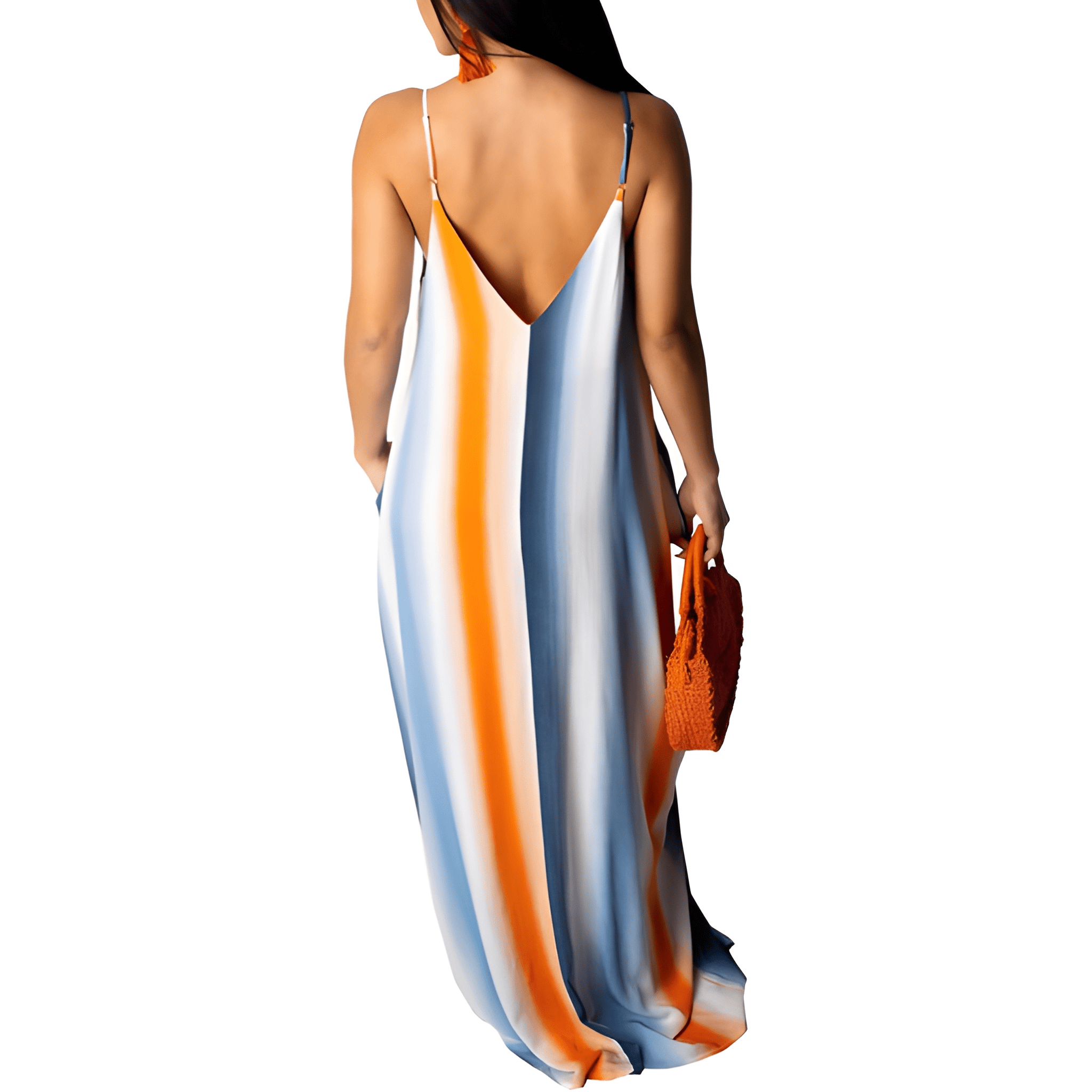 Women's Floral Print Sleeveless Maxi Dress With Pockets