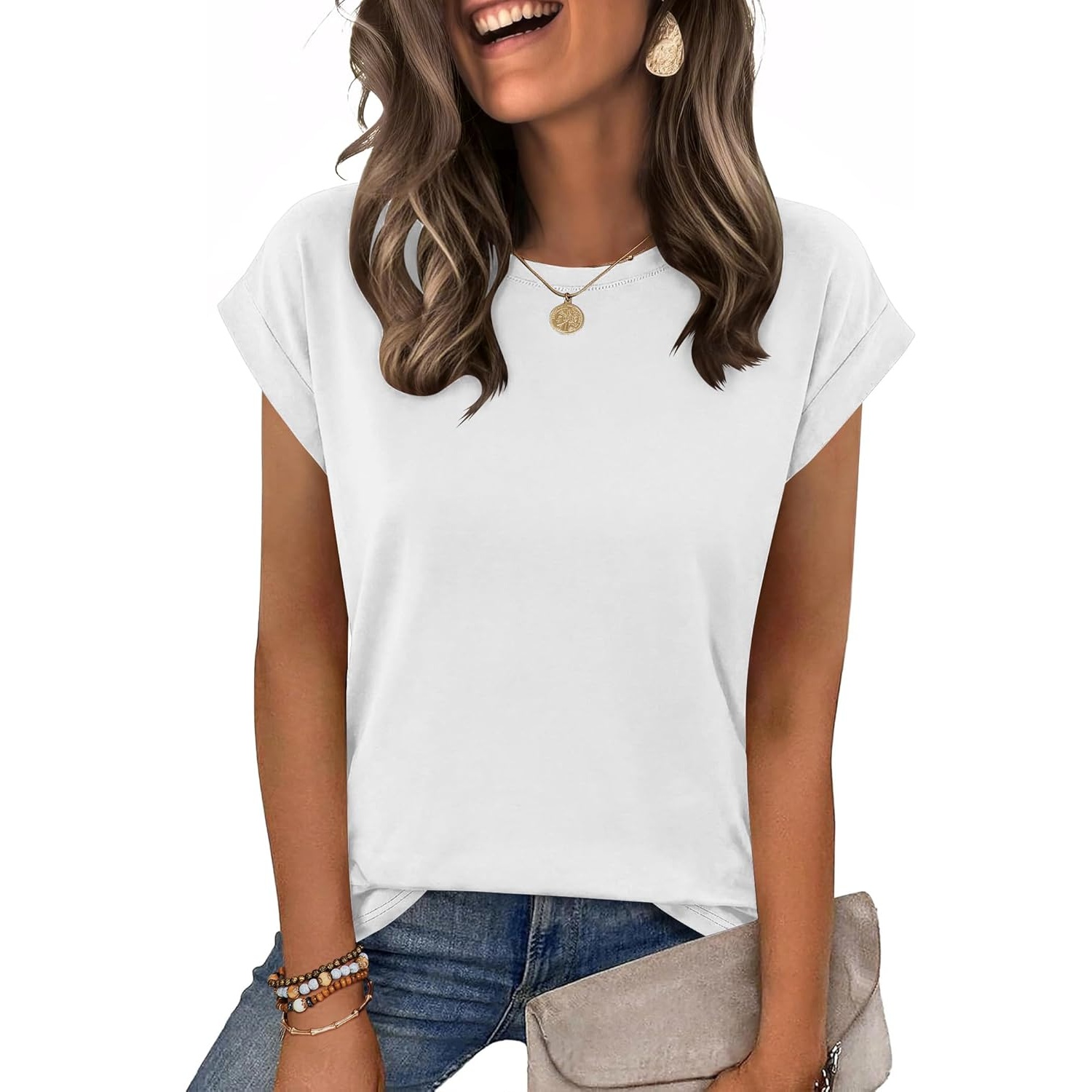 Casual Summer Sleeve Cap Sleeve Shirts For Women