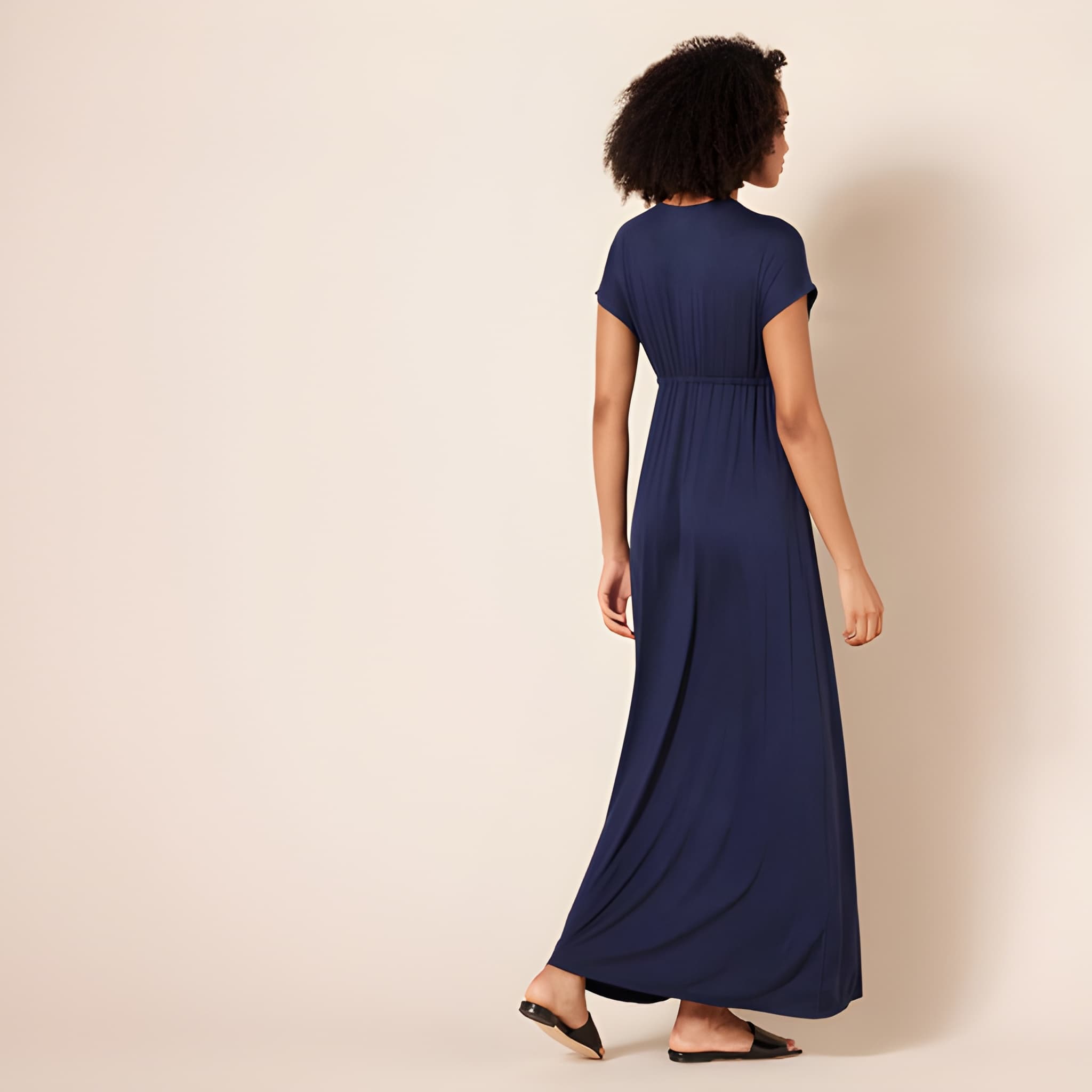 V Neck Short Sleeve Maxi Dress For Women