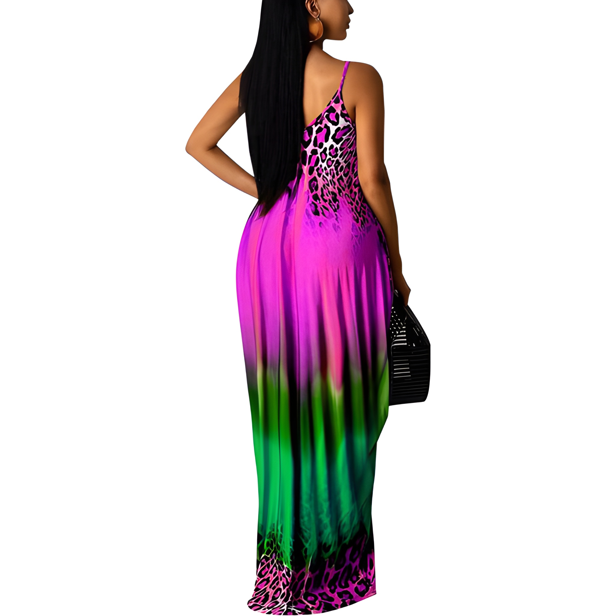 Women's Floral Print Sleeveless Maxi Dress With Pockets