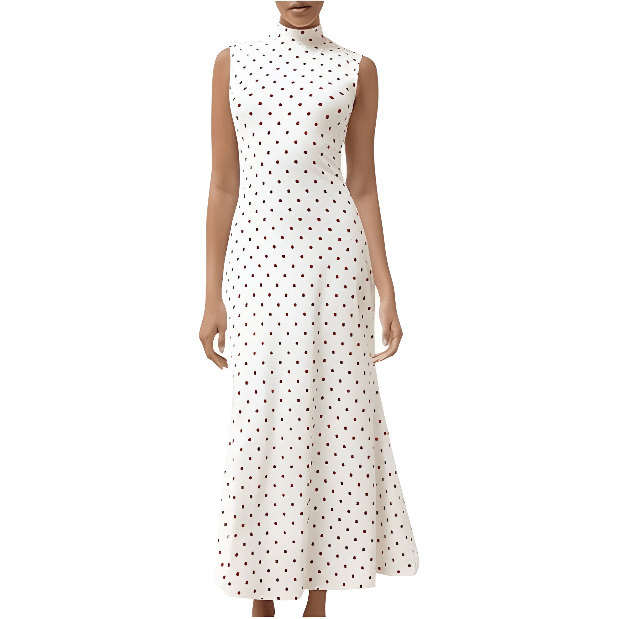 Vintage Themed Sleeveless Polka Dots Maxi Dresses For Women