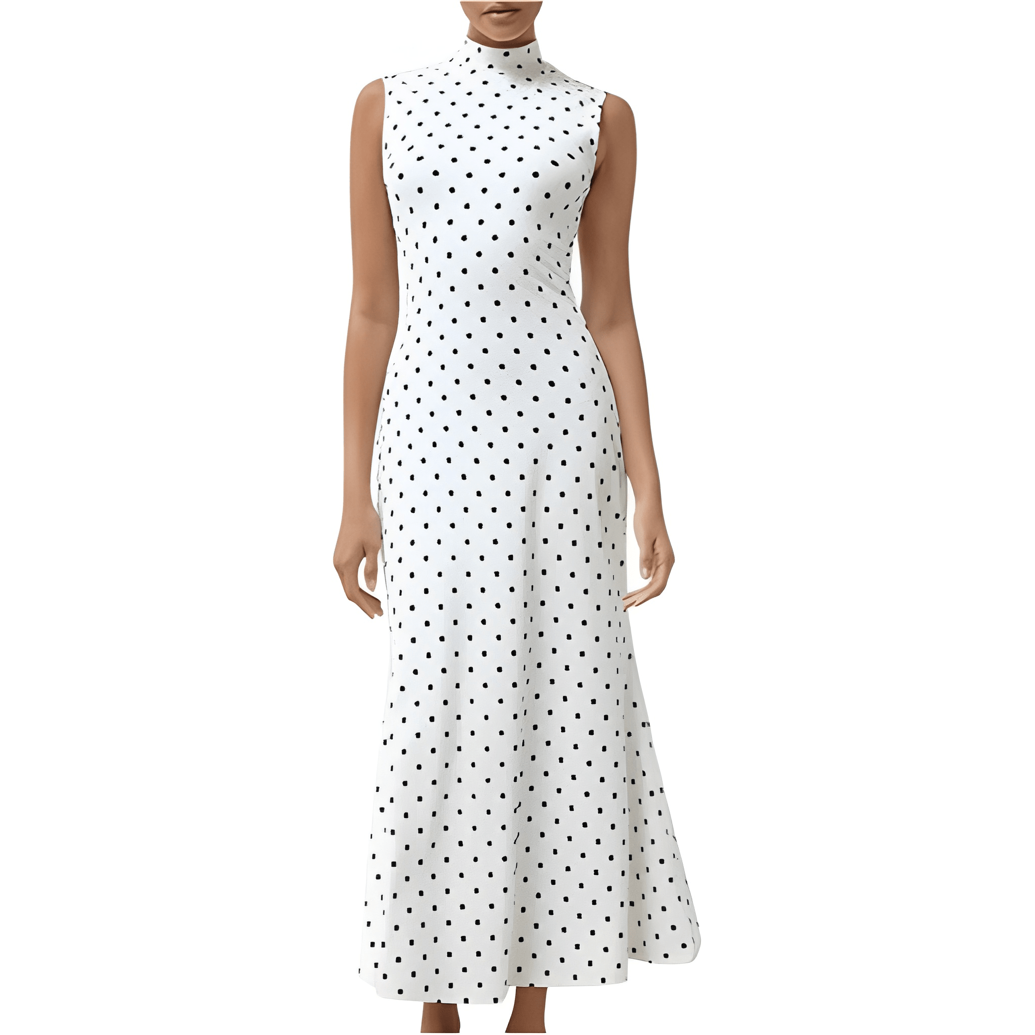 Vintage Themed Sleeveless Polka Dots Maxi Dresses For Women