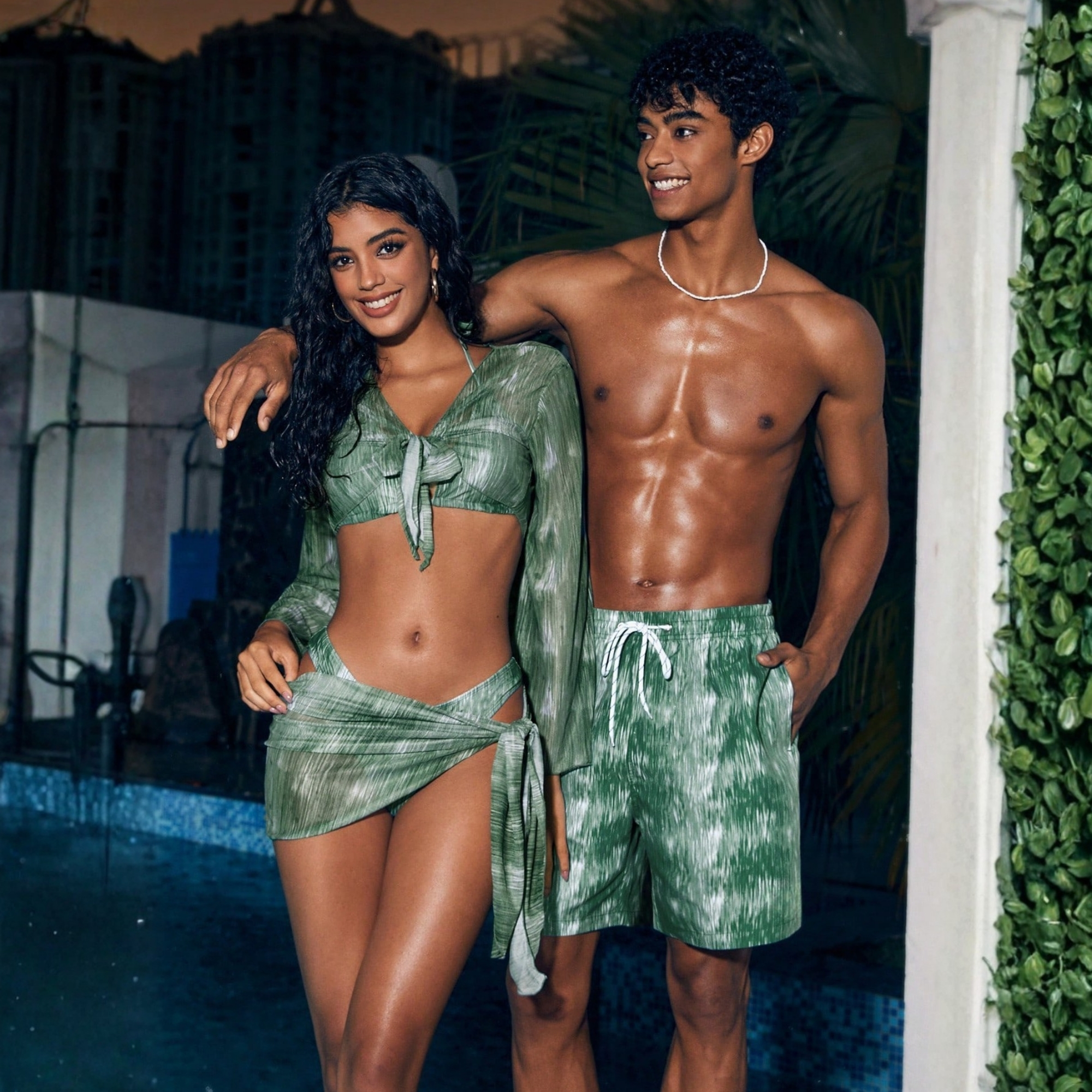  Loose Fit Casual Beach Shorts Couples Matching Swimwear