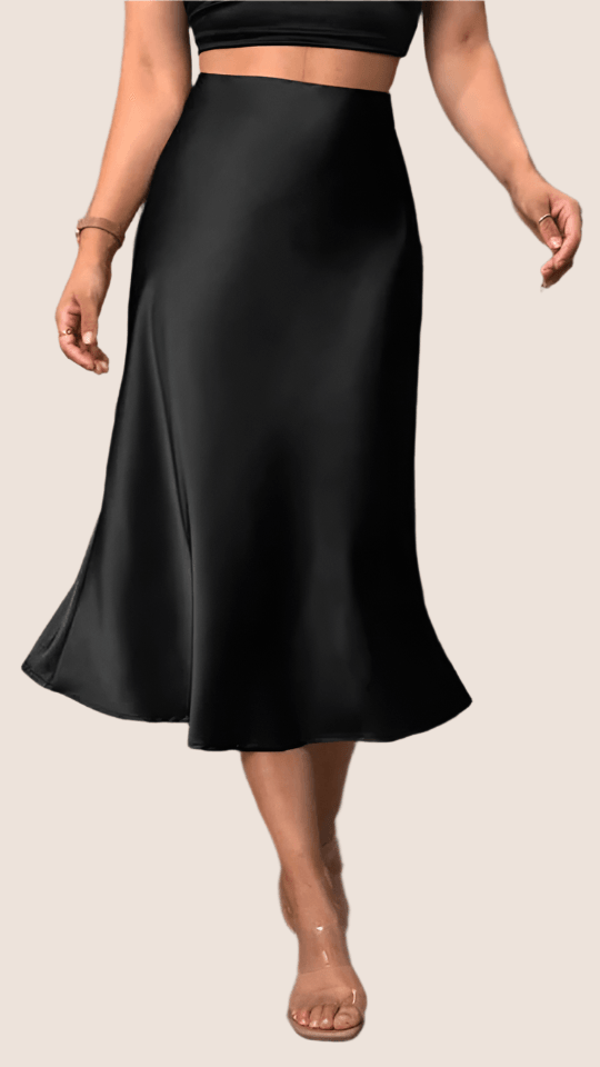 High Waist Satin Skirt – Elegance with Every Step-Secret Slim Wear
