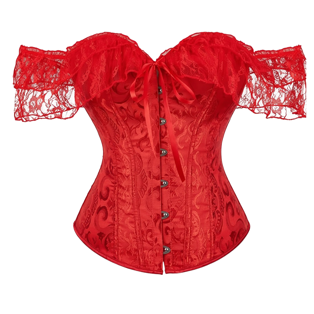 Floral Lace Off Shoulder Overbust Corset for Women