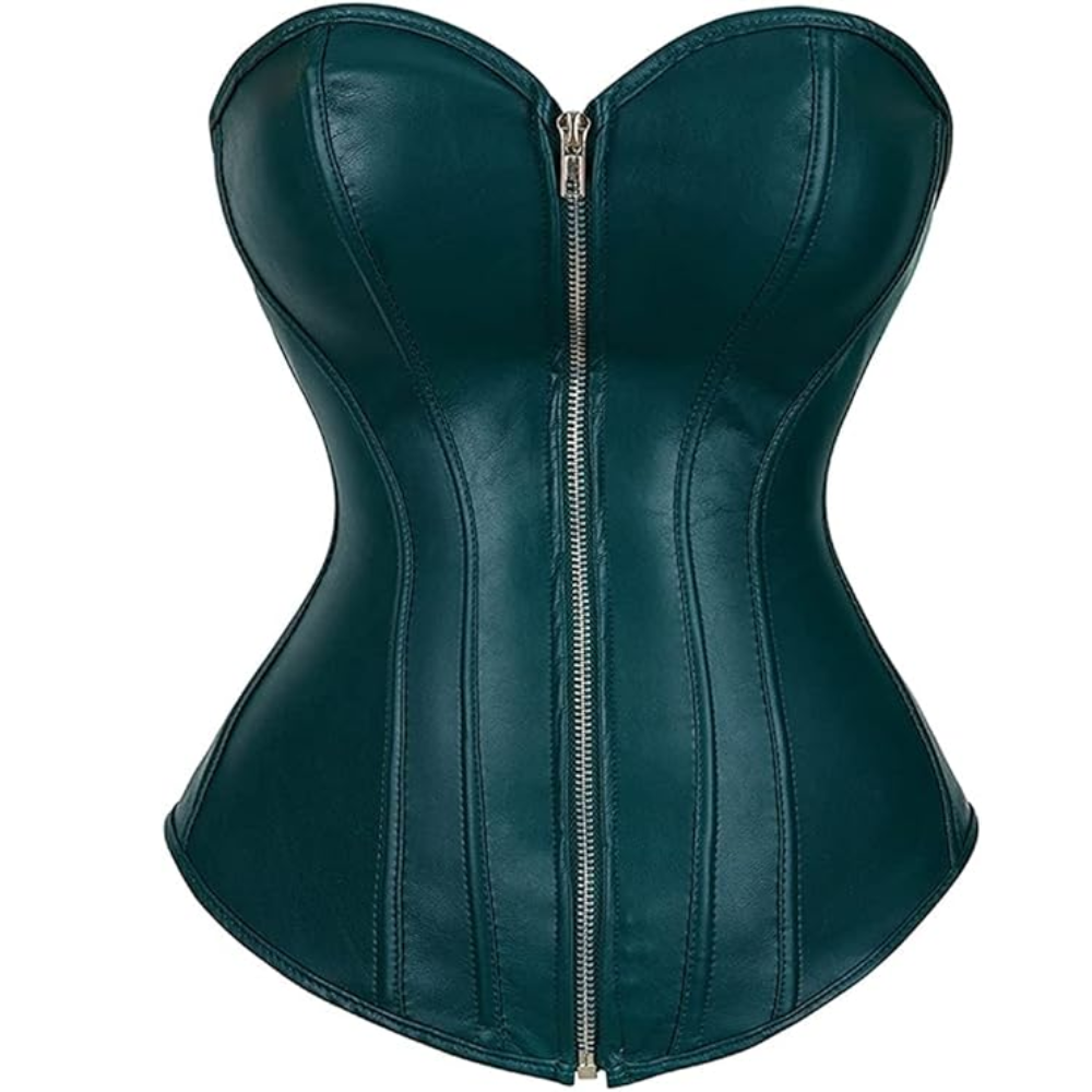 Faux Leather Steampunk Corset Top For Women