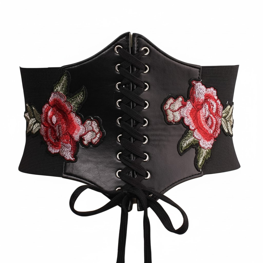 Vintage Embroidered Elastic Waist Cincher Belt For Women
