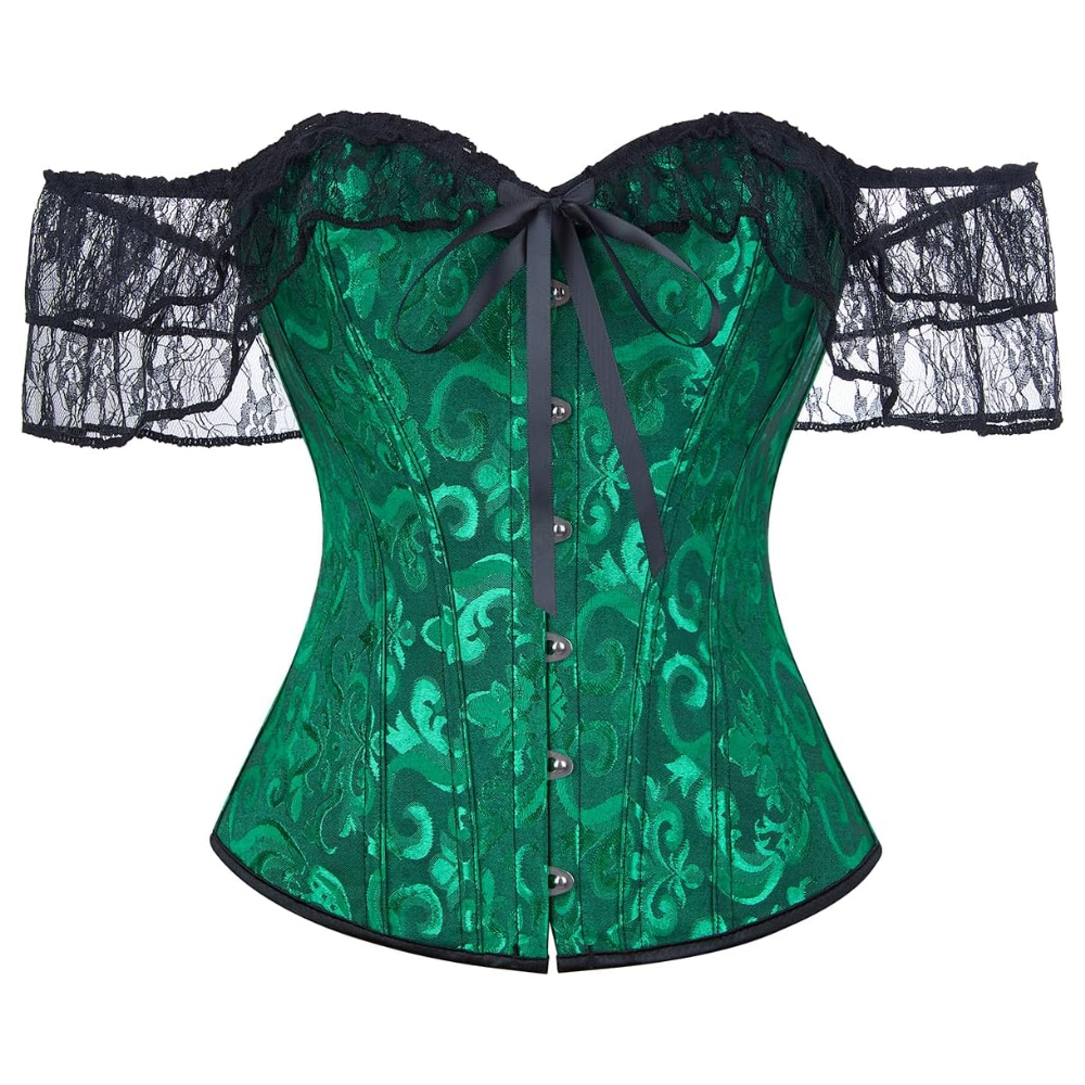 Lace Up Jacquard Underbust Corset for Women