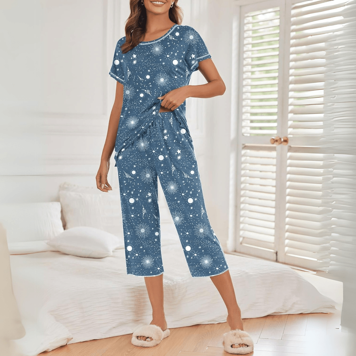 Matching Printed Capri Pajama – Comfortable and Stylish-Secret Slim Wear