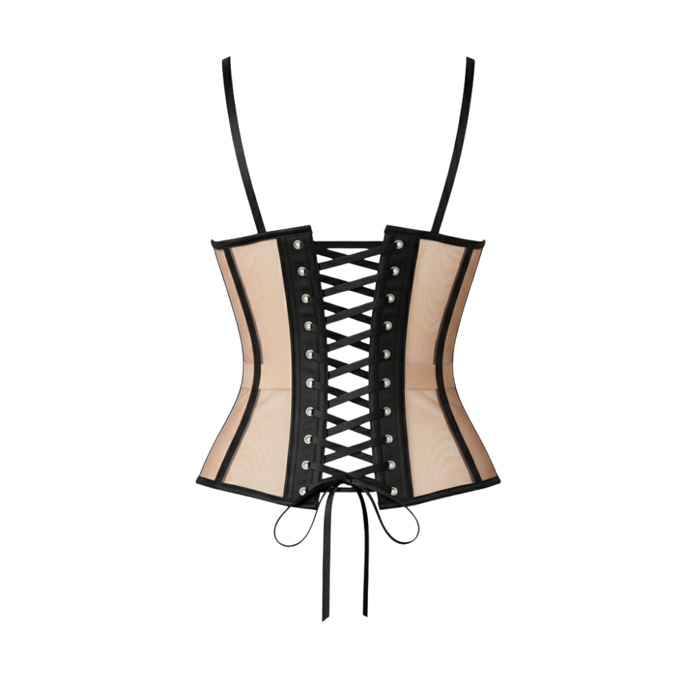 Mesh Lace Up Steel Boned Corset Top For Women