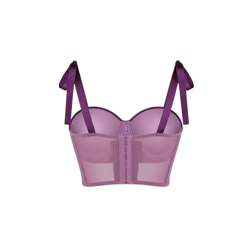 Mesh Sequin Floral Jacquard Corset Crop Top For Women