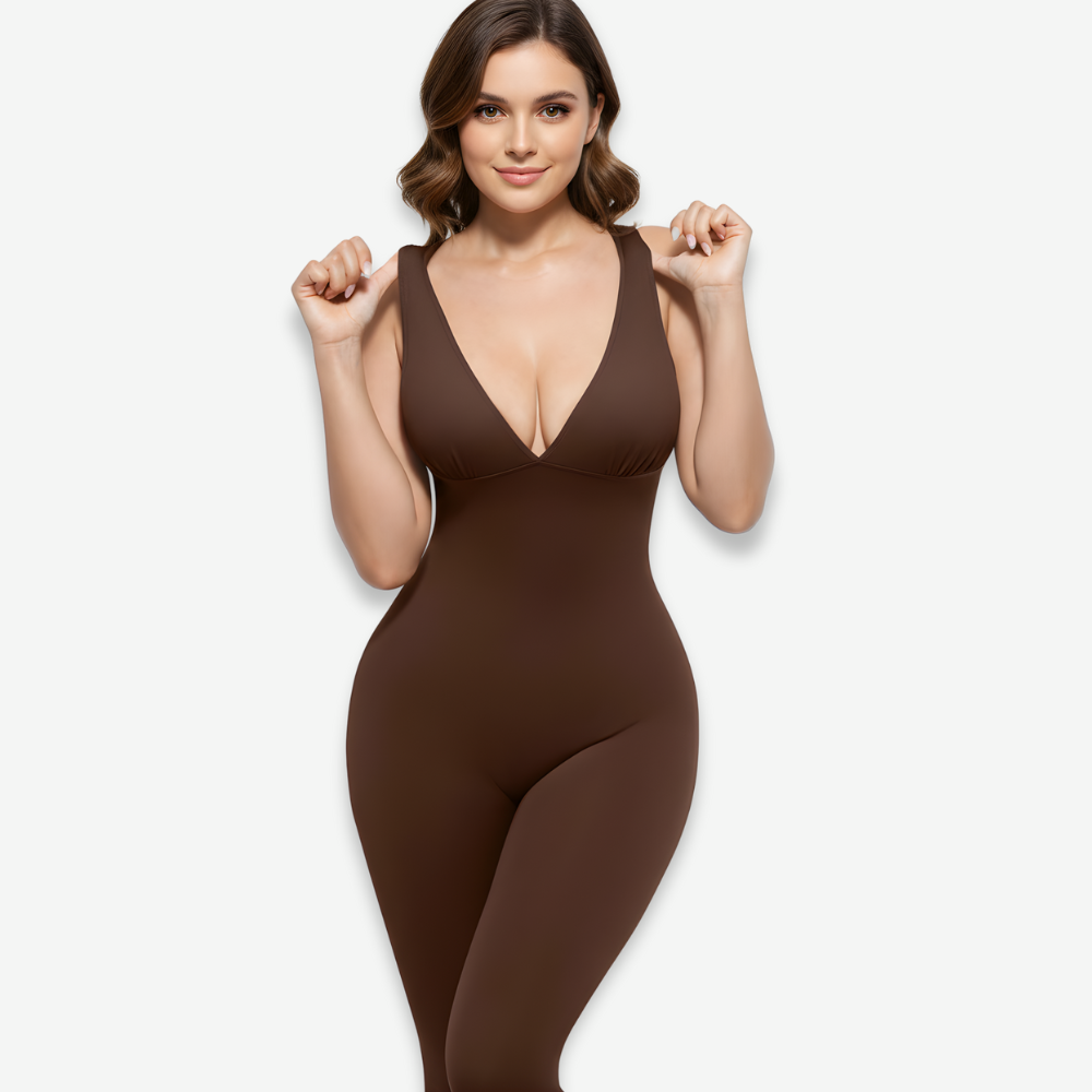 Deep V Sculpting Jumpsuit With Smoothing Support