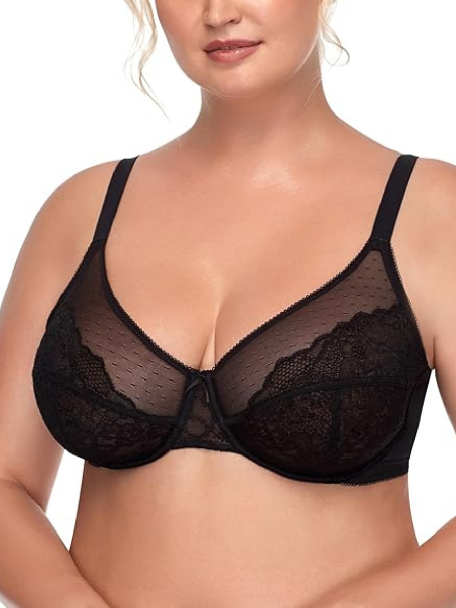 Minimizer Bra Lace With Full Coverage With Wide Strap Underwire Support-Secret Slim Wear