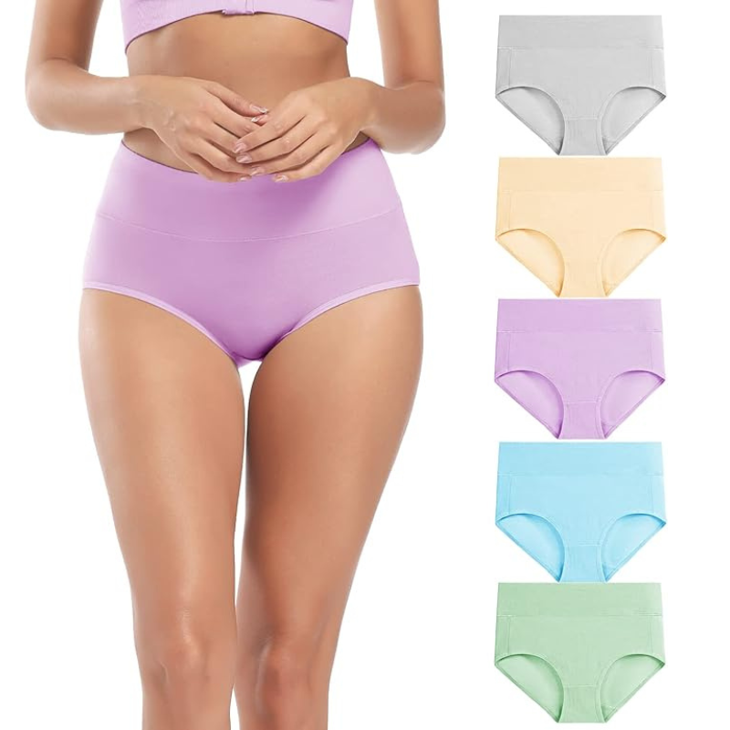 Comfy Cotton Stretch Underwear High Rise Full Brief Pack Of 5-Secret Slim Wear