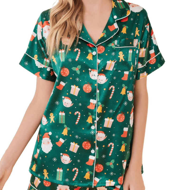 Satin Short Sleeve Set – Stylish and Comfortable Lounge Wear-Secret Slim Wear