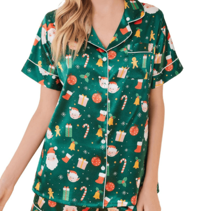 Satin Short Sleeve Set – Stylish and Comfortable Lounge Wear-Secret Slim Wear