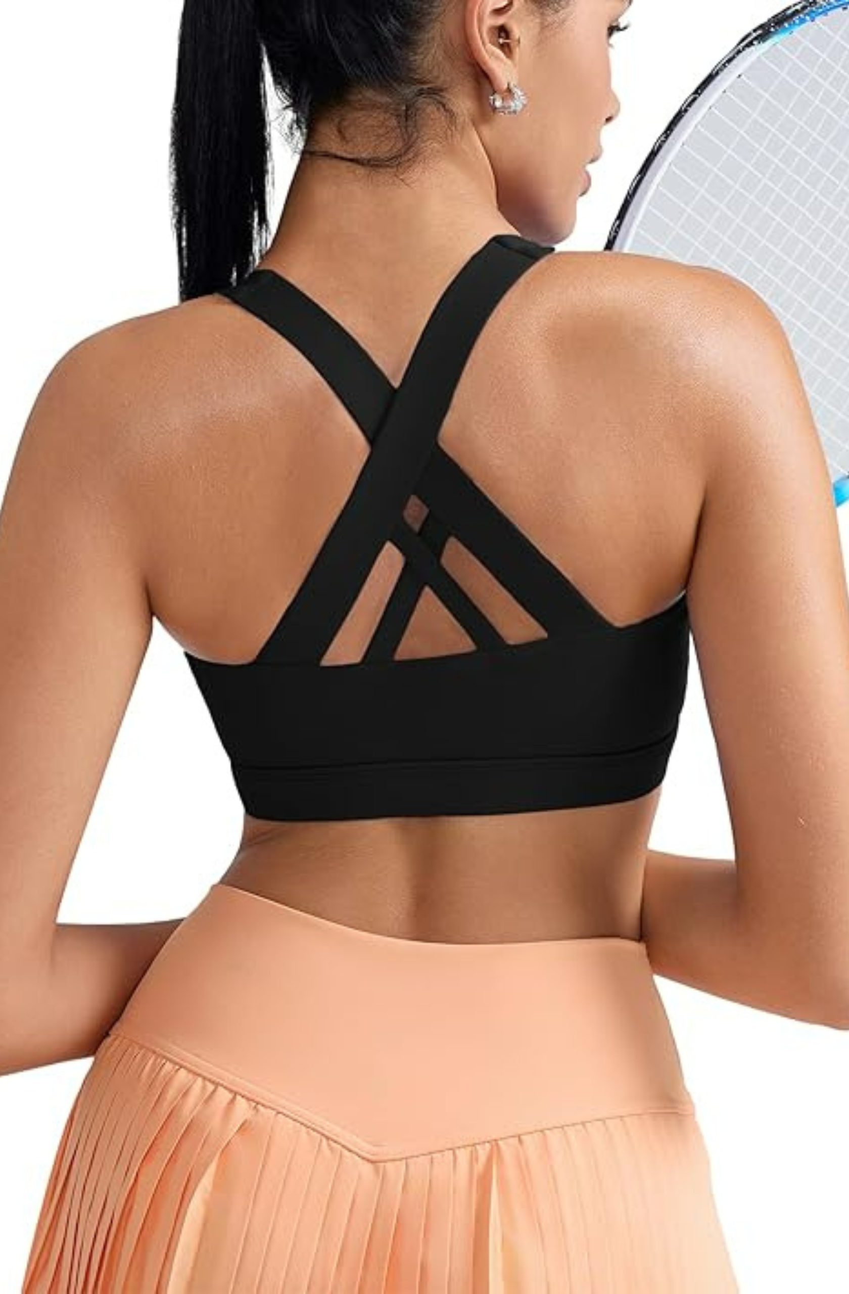 Crisscross Strappy Yoga Bra With Support And Stylish Moves-Secret Slim Wear