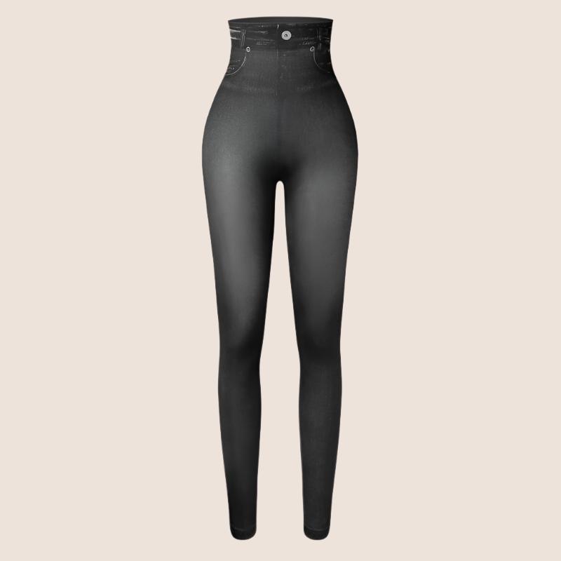 Denim Print Compression Leggings – Stylish Look with Stretch Fabric-Secret Slim Wear
