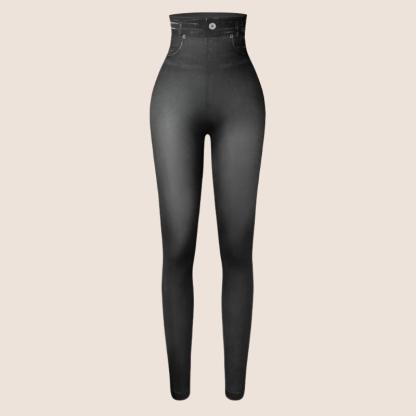 Denim Print Compression Leggings – Stylish Look with Stretch Fabric-Secret Slim Wear