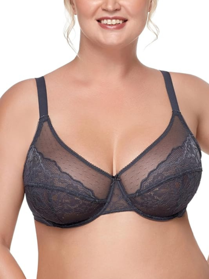 Minimizer Bra Lace With Full Coverage With Wide Strap Underwire Support-Secret Slim Wear