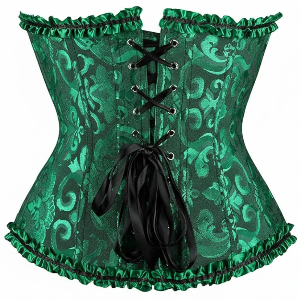Satin Floral Lace Up Overbust Corset For Women