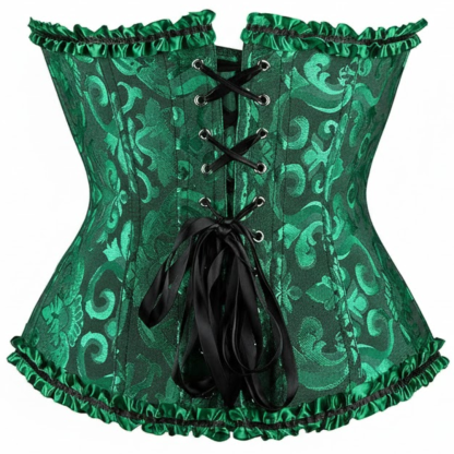 Satin Floral Lace Up Overbust Corset For Women