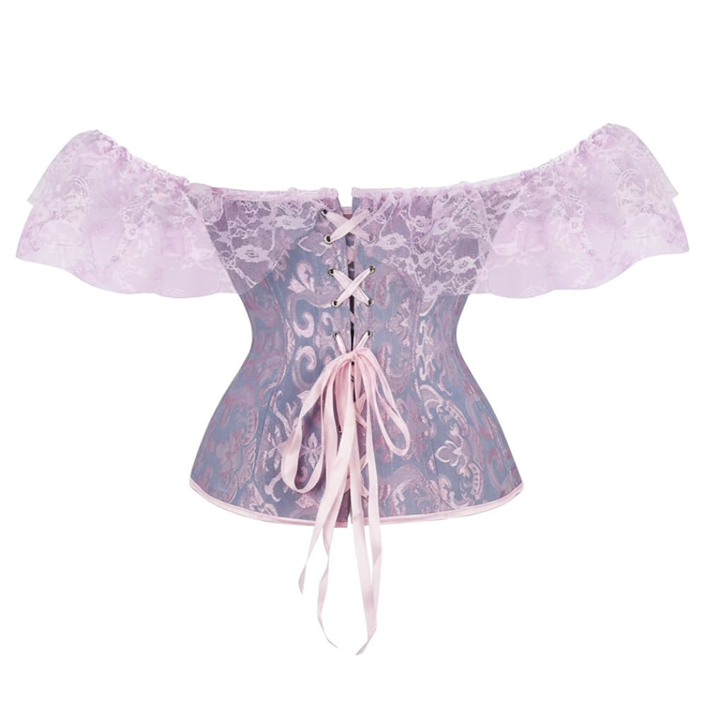 Floral Lace Off Shoulder Overbust Corset for Women