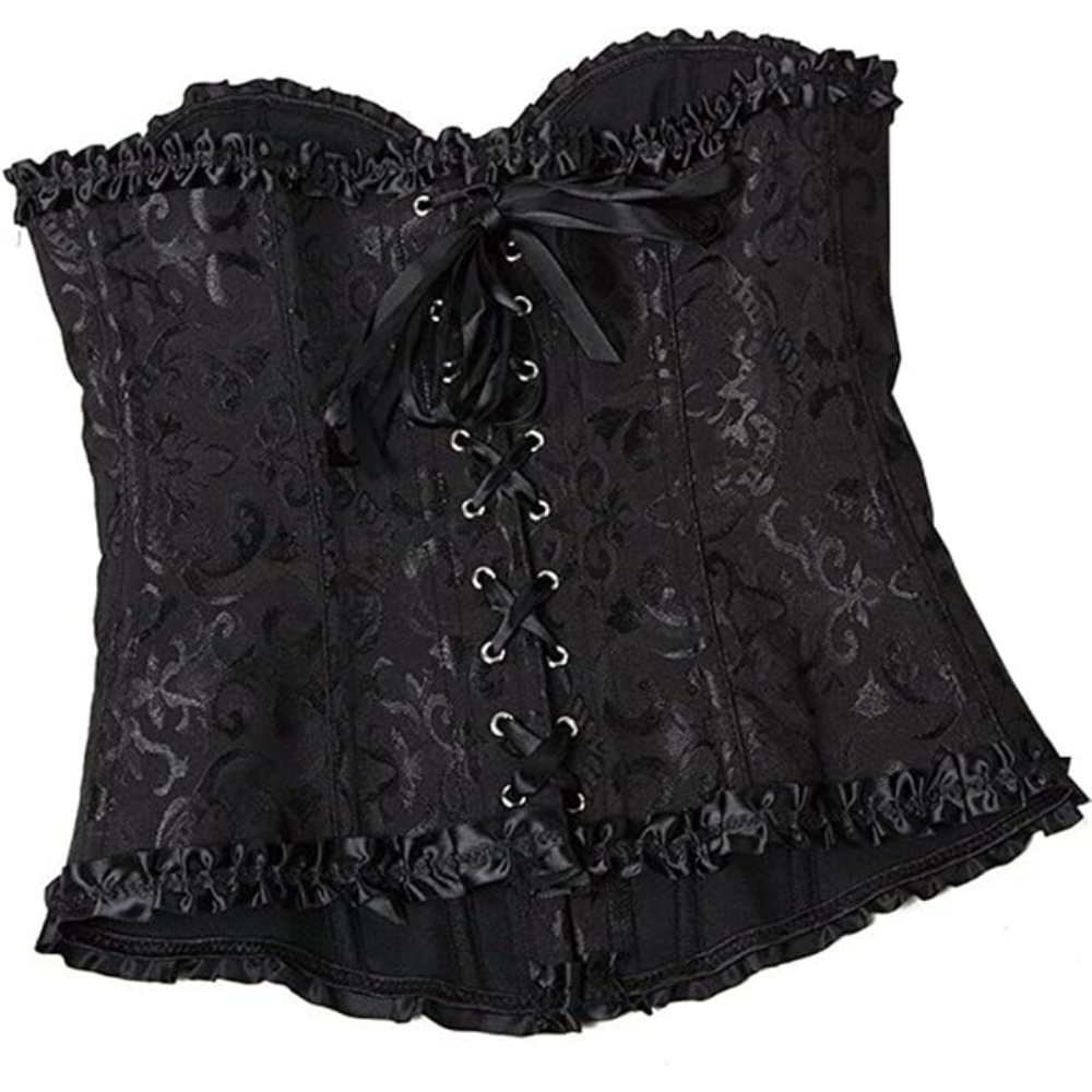 Satin Lace Up Overbust Corset Top for Women