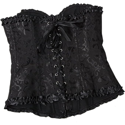 Satin Lace Up Overbust Corset Top for Women