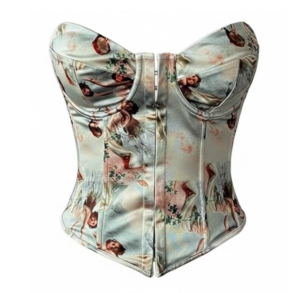 Floral Print Strapless Bustier Corset Top for Women