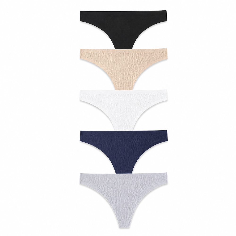 Pack Of 5 Seamless No Show Soft Thongs For Women