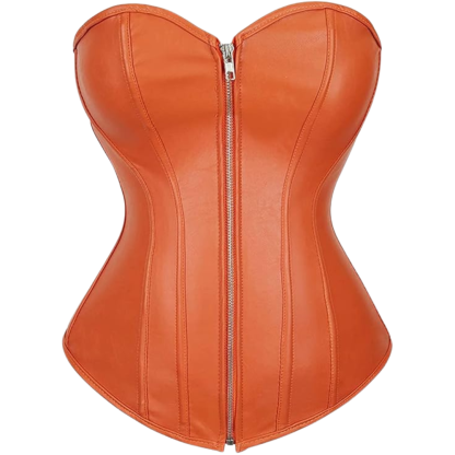 Faux Leather Steampunk Corset Top For Women