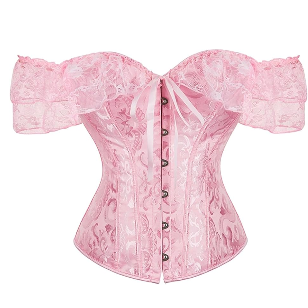 Lace Up Jacquard Underbust Corset for Women