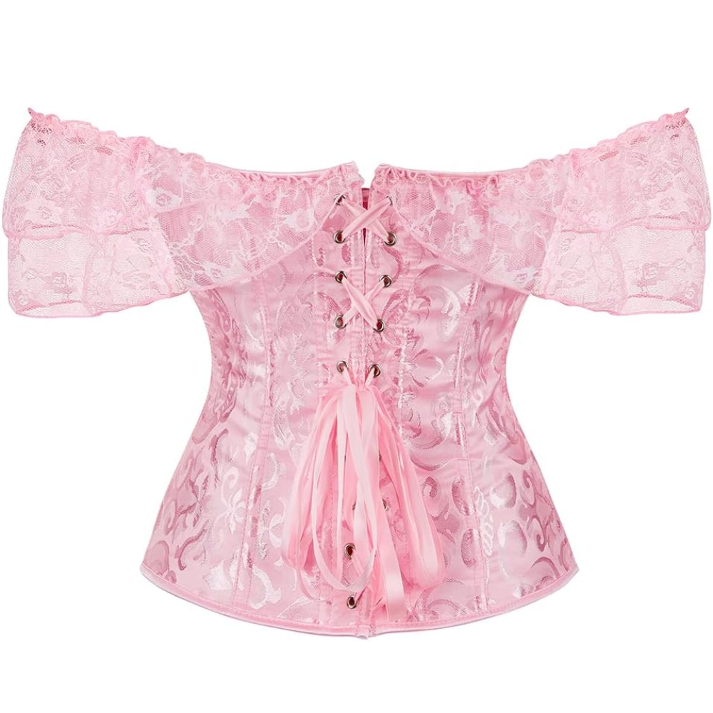 Lace Up Jacquard Underbust Corset for Women