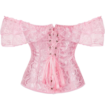 Lace Up Jacquard Underbust Corset for Women