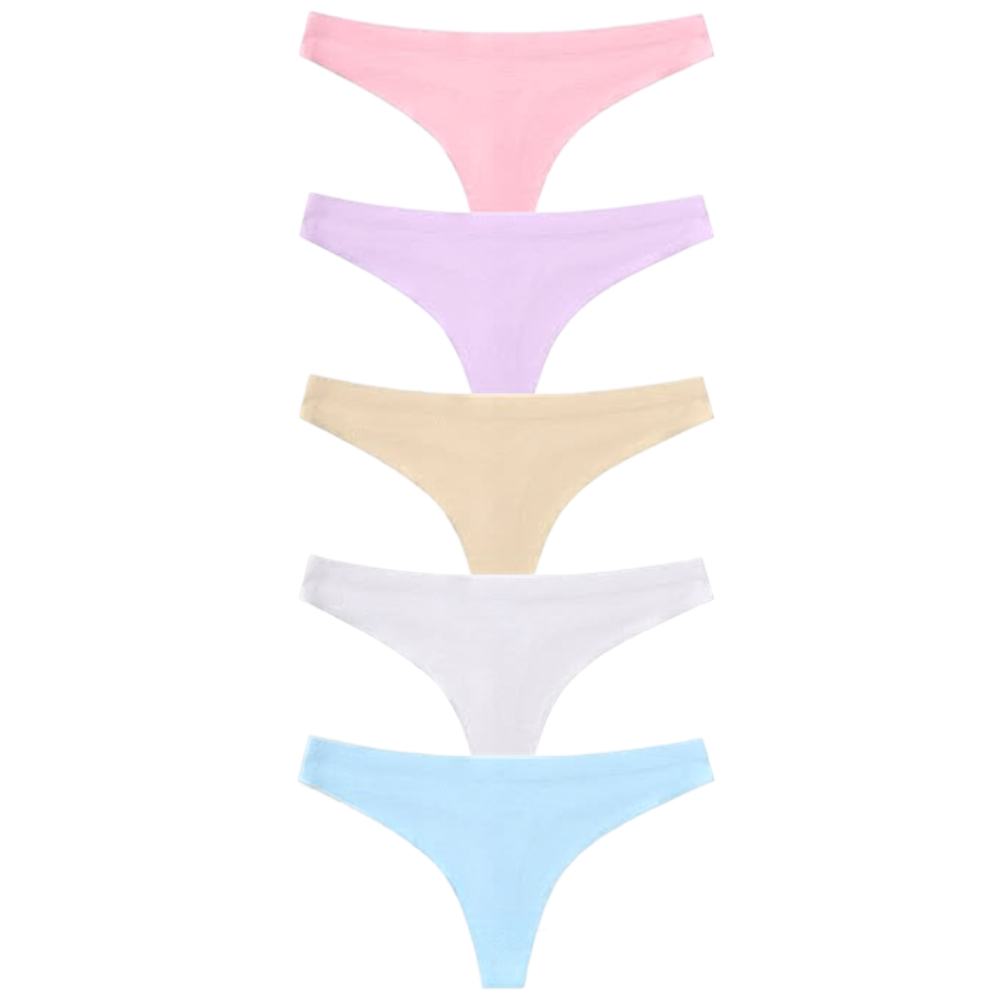 Pack Of 5 Seamless No Show Soft Thongs For Women