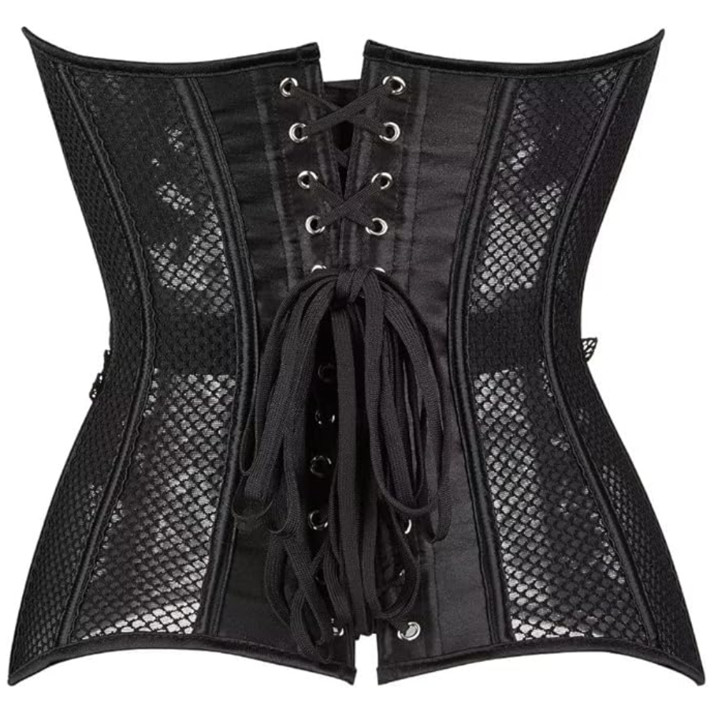Satin Lace Up Overbust Corset Top for Women
