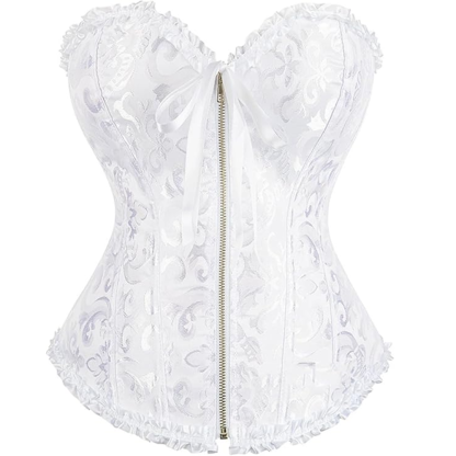 Satin Lace Up Floral Overbust Corset Top for Women
