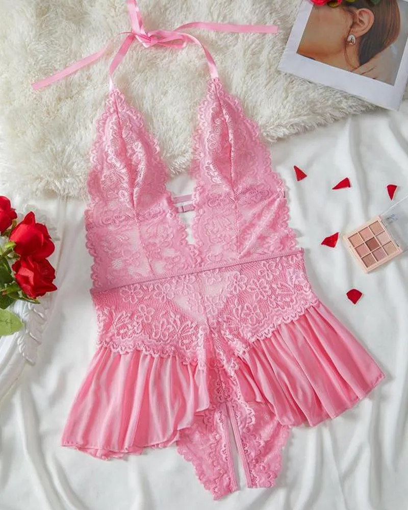 Women's Solid Color Lace Pajamas
