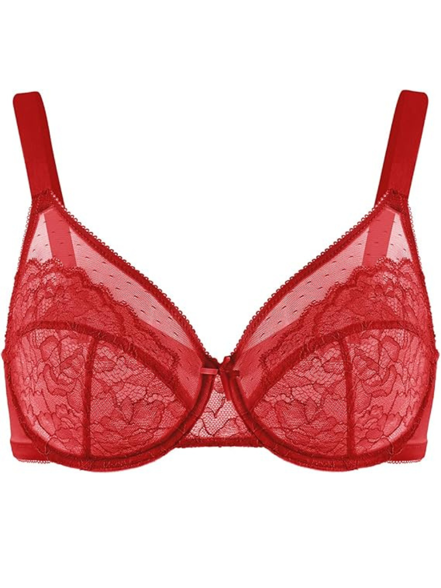 Minimizer Bra Lace With Full Coverage With Wide Strap Underwire Support-Secret Slim Wear